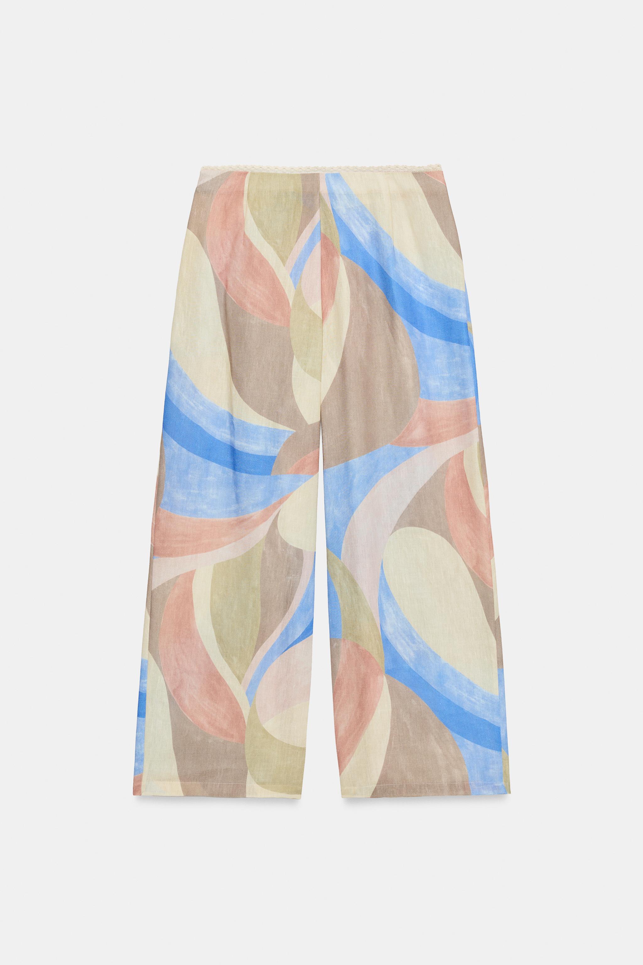PRINTED WIDE-LEG TROUSERS